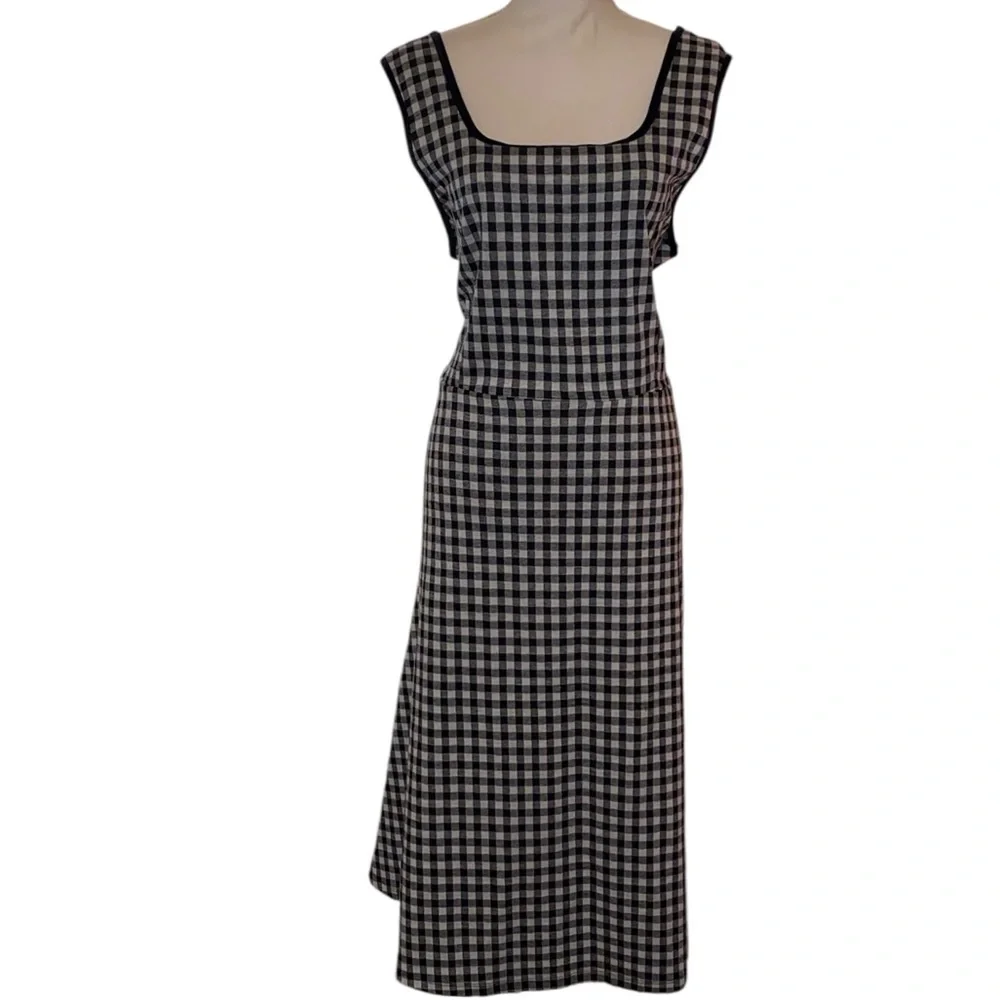 DRAPER JAMES RSVP Midi Gingham Print Sleeveless Flannel Dress BLK/WHT SZ XXL - Picture 3 of 7